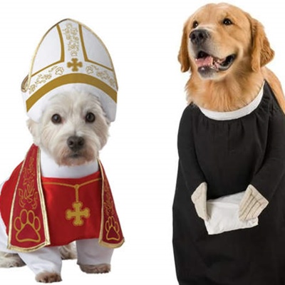 Disfraz Papa o cura para perro