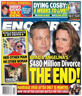 Angelina Jolie y Brad Pitt. portada The National Enquirer