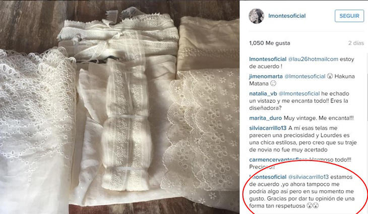 Lourdes Montes comentario Instagram