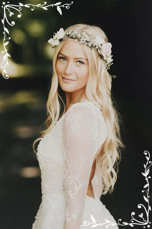 Los 10 peinados de novia más chic del 2016: melena suelta con corona de flores