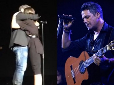 Alejandro Sanz emocionado con su hija Manuela en el escenario