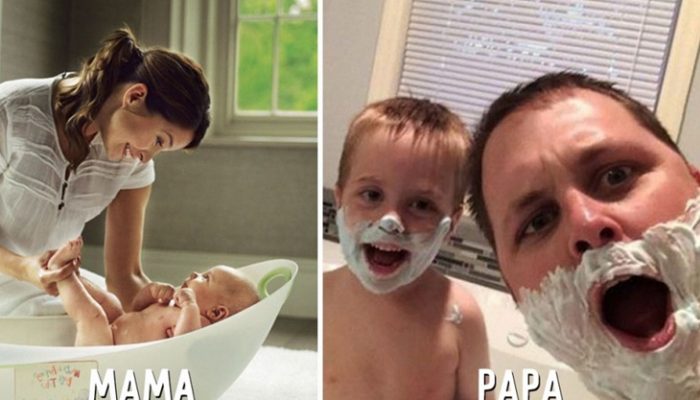 7 diferencias divertidas entre papás y mamás al cuidar a los hijos
