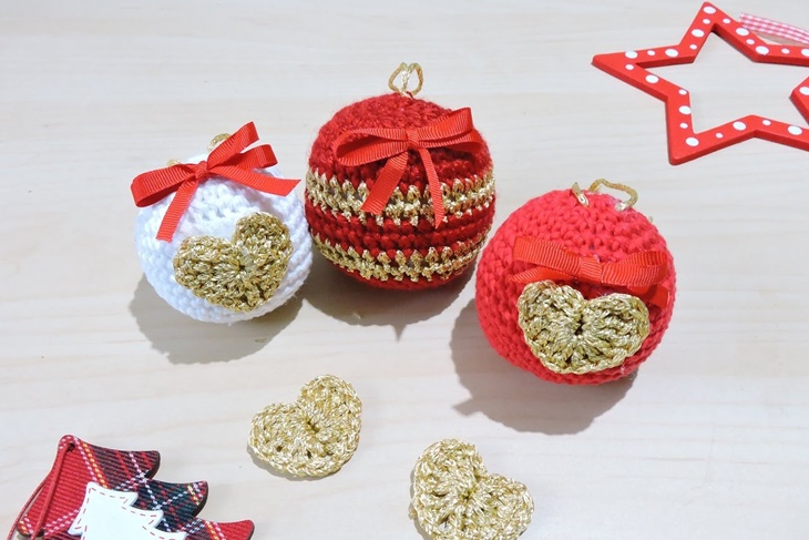 Manualidades de crochet: Bolas de Navidad de ganchillo